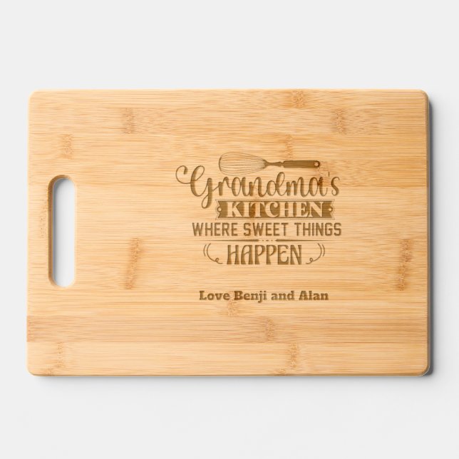 Grandma's Kitchen Personalized Engraved Cutting Board (Front)