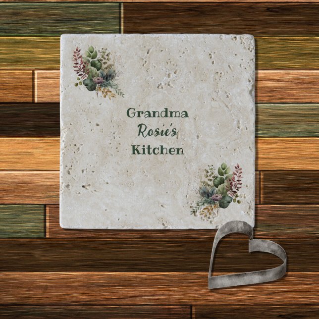 Grandma's Kitchen | Personalized Rustic Greenery Trivet (Creator Uploaded)