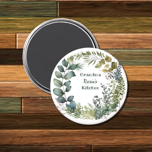 Grandmas Kitchen  Personalized Watercolor Wreath Magnet