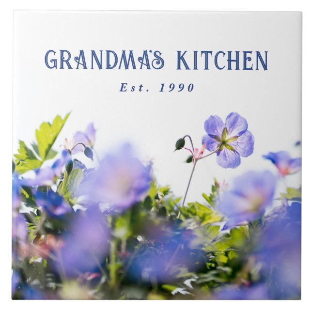 Grandma's Kitchen Personalized Wildflower Ceramic  Tile (Front)