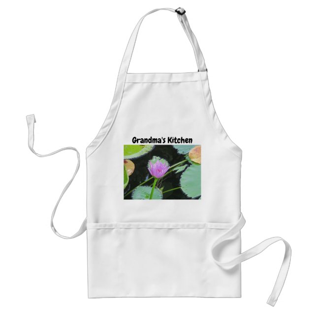 Grandma's Kitchen Pink Water Lily Photo Flower Adult Apron (Front)
