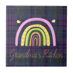 Grandma's Kitchen Rainbow 'Happiness is Homemade'  Ceramic Tile
