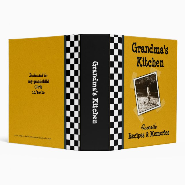 Grandma's Kitchen Recipe 2" Binder with Photo (Background)