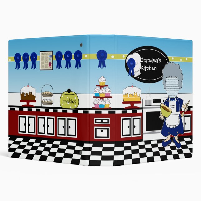 Grandma's Kitchen Recipe Customizable Binder (Background)