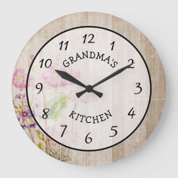 Grandma's Kitchen Rustic Floral Wood Clock by Everything_Grandma at Zazzle