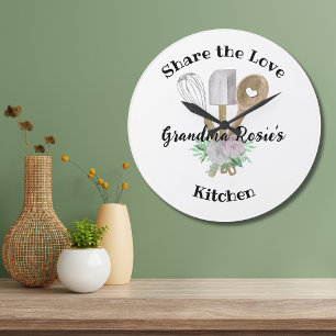 Grandma's Kitchen   Share the Love Personalized Large Clock