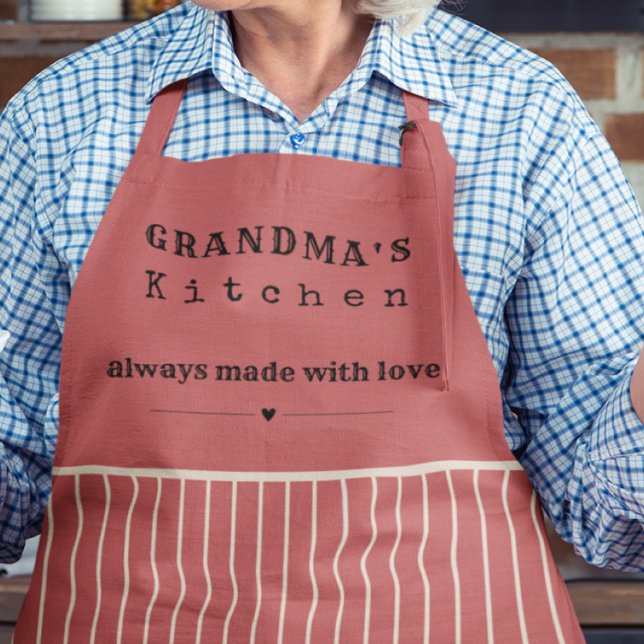 Grandma's Kitchen Vintage Stripe Customizable Apron (Creator Uploaded)