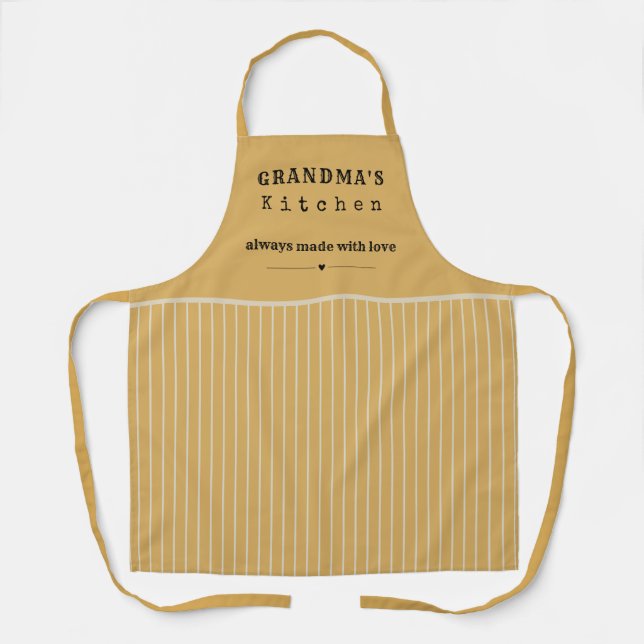Grandma's Kitchen Vintage Stripe Customizable Apron (Front)