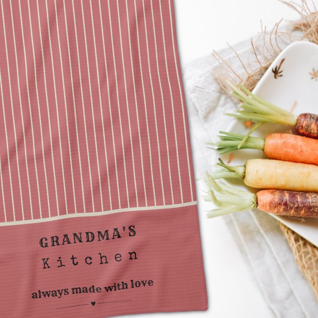 Grandma's Kitchen Vintage Stripe Customizable Towel (Creator Uploaded)