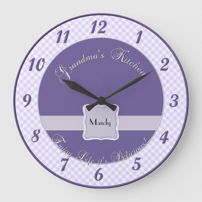 Grandmas Kitchen Wall Clock - Chex Purple (Front)