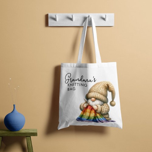 Grandmas Knitting Gnome Tote Bag
