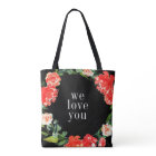 Grandma's Knitting Red Watercolor Floral Black