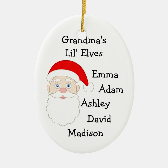 Grandmas Lil Elves Ceramic Ornament (Front)