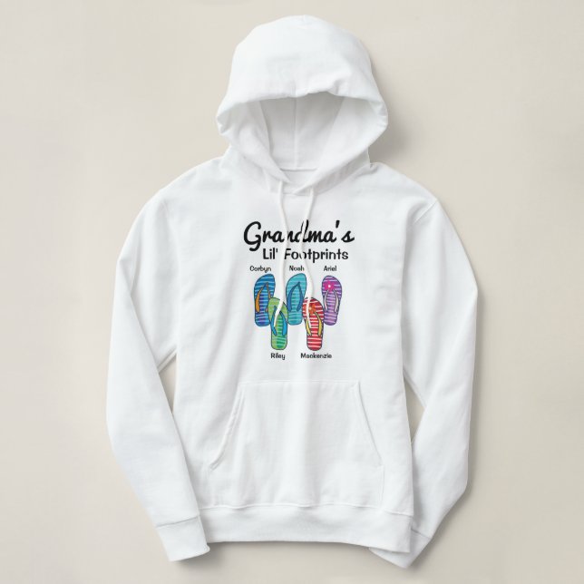 Grandma's Lil' Footprints Personalized Flip Flop Hoodie (Design Front)