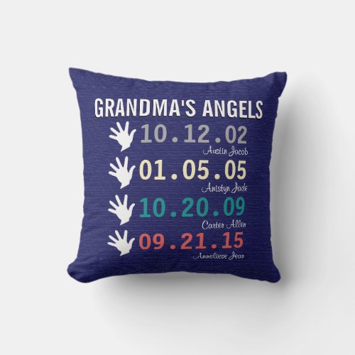 Grandmas Little Angels _ 4 Grandchildren Throw Pillow