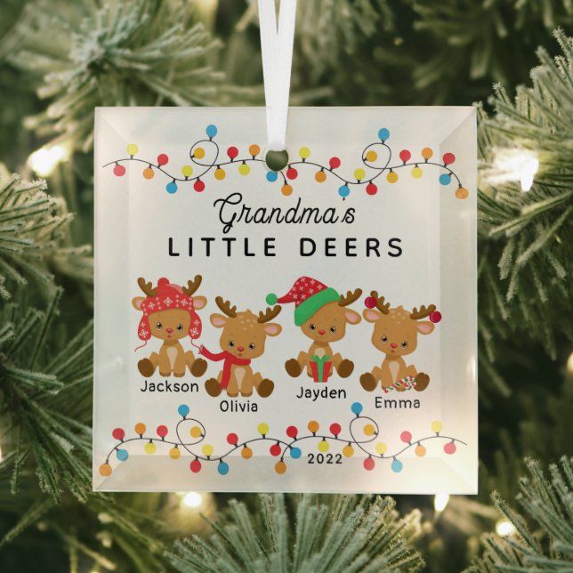 Grandma's Little Deers Christmas Glass Ornament (Insitu)