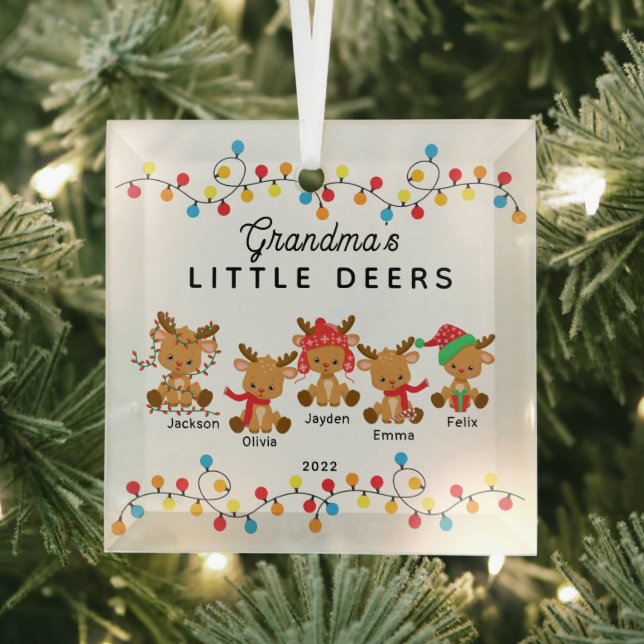 Grandma's Little Deers Christmas Glass Ornament (Insitu)