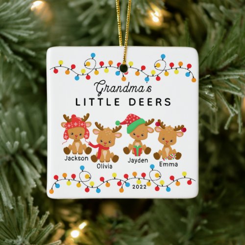 Grandmas Little Deers Christmas Ornament