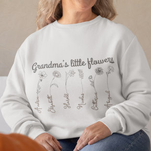 Grandma's little flower custom grandkids name sweatshirt