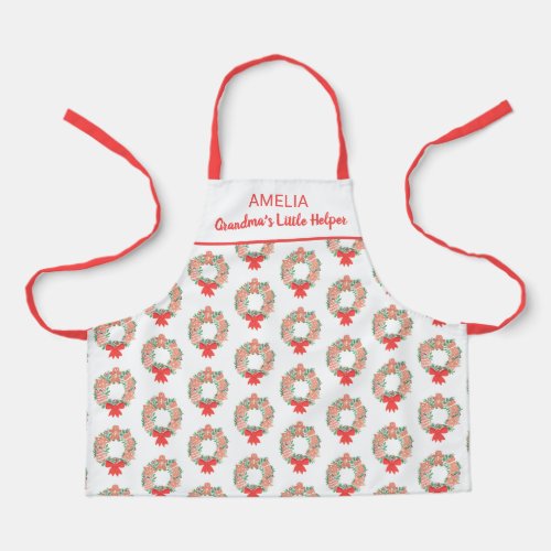 Grandmas Little Helper Kids Name Christmas Apron