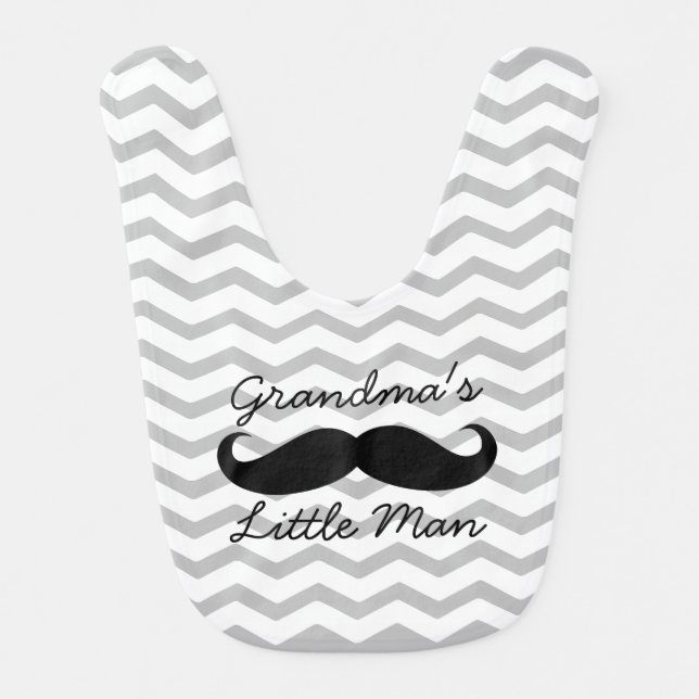 Grandma's Little Man Mustache Cute Boys Bib (Front)
