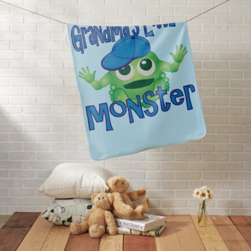 Grandmas Little Monster Boy Baby Blanket