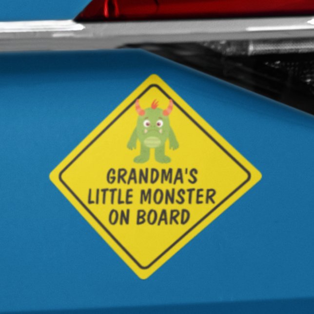 "GRANDMA'S LITTLE MONSTER ON BOARD" Funny Car Magnet (Creator Uploaded)