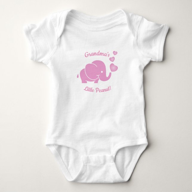Grandma's Little Peanut in Pretty Pink Baby Bodysuit (Front)
