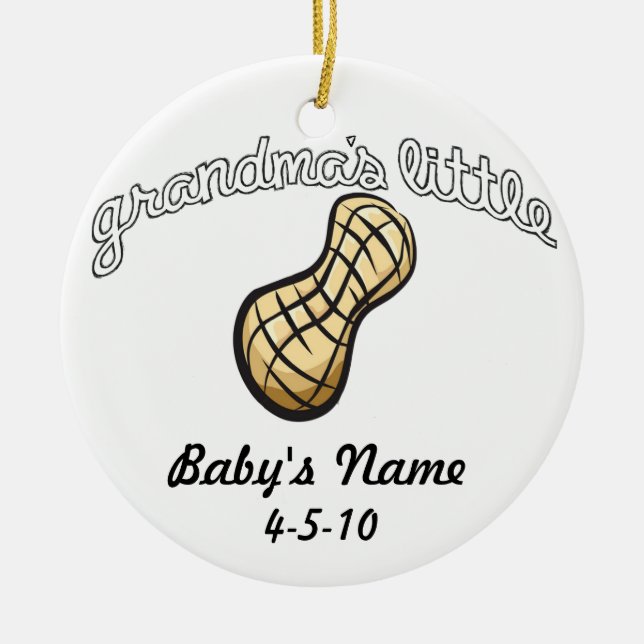 Grandma's Little Peanut - Your Name Ceramic Ornament (Front)