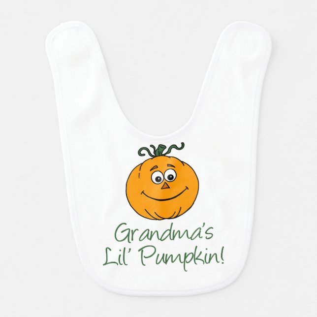 Grandma's Little Pumpkin Cute Autumn Theme Bib (Front)