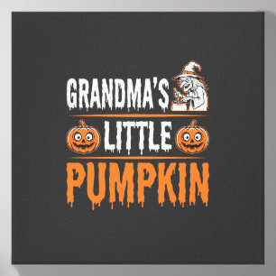 Grandma's Little Pumpkin Halloween Witch Design Canvas Photo Tile