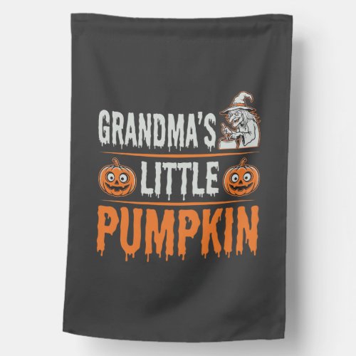Grandma's Little Pumpkin Halloween Witch Design House Flag