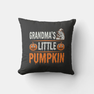 Grandma's Little Pumpkin Halloween Witch Design Throw Pillow