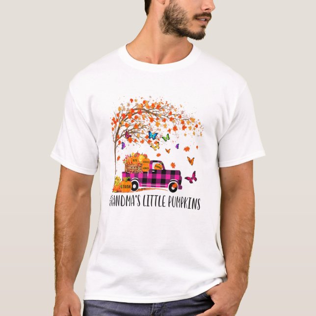 Grandma's Little Pumpkins Grandma Fall Autumn Than T-Shirt (Front)