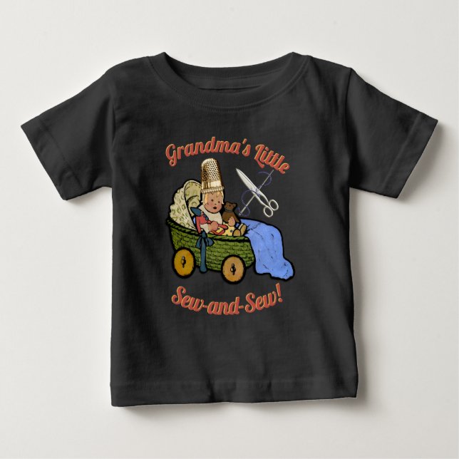 Grandmas Little Sew and Sew Personalized Baby T-Shirt (Front)