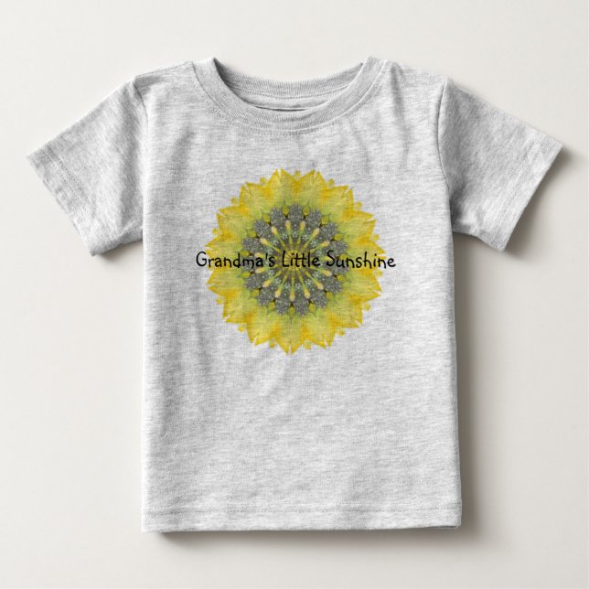 Grandma's Little Sunshine with Sunflower Design Baby T-Shirt (Front)