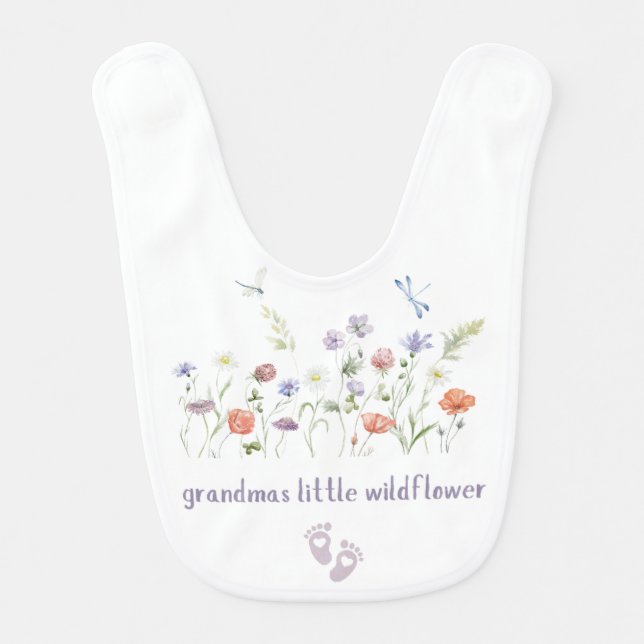 Grandmas little wildflower baby bib (Front)