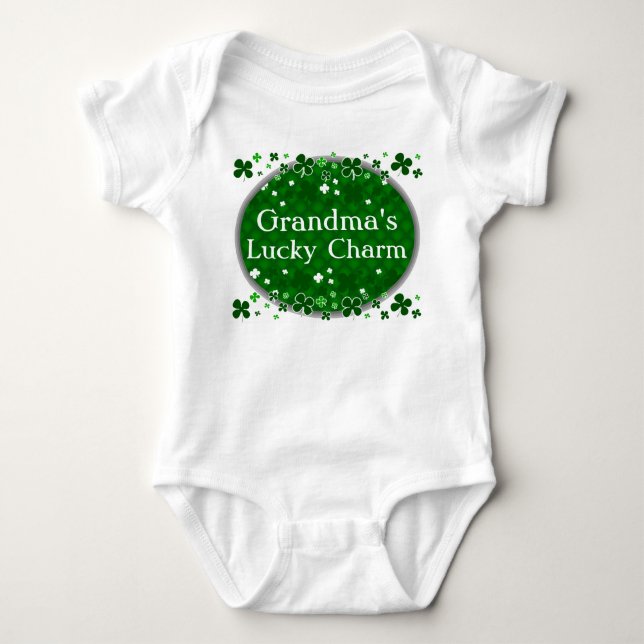 Grandma's Lucky Charm, St. Patrick's Day Baby Bodysuit (Front)