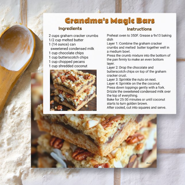 Grandma's Magic Cookie Bars Recipe Card (Creator Uploaded)