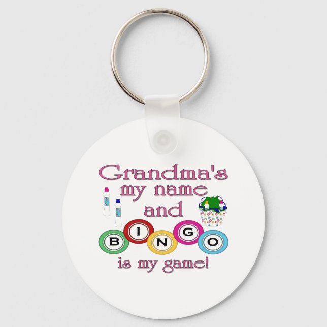 Grandmas my name Bingo is my game Keychain (Front)