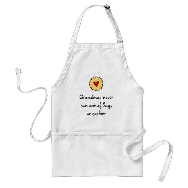 Grandmas never run out of hugs or cookies adult apron (Front)
