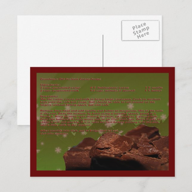 Grandma's Old Fashion Cocoa Fudge Recipe Card (Front/Back)
