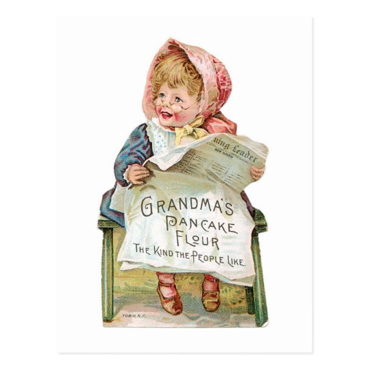 Grandma's Pancake Flour Vintage Food Ad Art Postcard