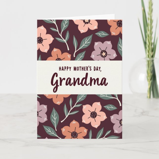 Grandmas Peach Floral Day Card (Front)