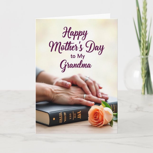 Grandmas Peach Rose Card (Front)