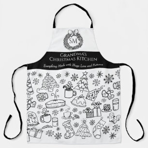 Grandma's Personalized Christmas Doodle Baking Apron