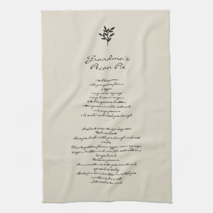 Grandma's Pie Recipe Kitchen Towel Vintage