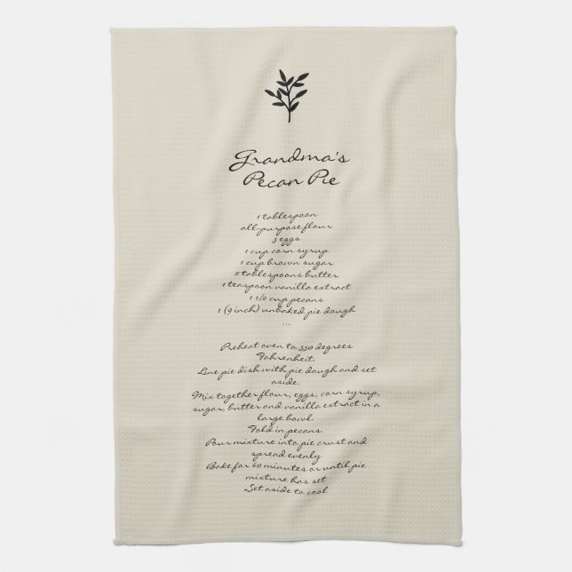Grandma's Pie Recipe Kitchen Towel Vintage (Vertical)