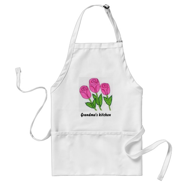 Grandmas Pink Roses Adult Apron (Front)