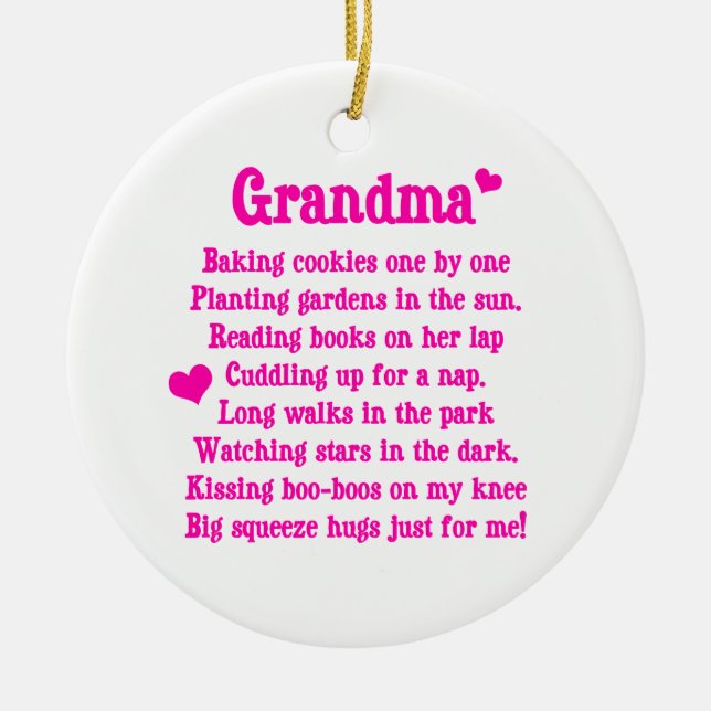 Grandma's Poem Ceramic Ornament (Front)
